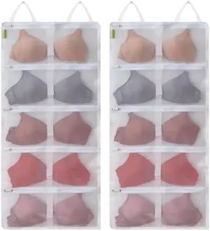 Laundry Bra Bag, 2 Pcs Bra Washing Bags, Lingerie Bags for Washing Delicates, Holds 10 D-F Cups Sizes, Underwear Brassiere Washing Bag with Zipper for Laundry Storage Laundry Bra Bag, 2 Pcs Bra Washing Bags, Lingerie Bags for Washing Delicates, Holds 10 D-F Cups Sizes, Underwear Brassiere Washing Bag with Zipper for Laundry Storage