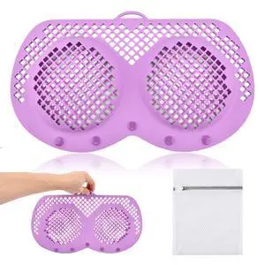 Silicone Bra Washing Bags for Laundry + Mesh Laundry Bags - Reusable Delicates Laun dry Bag with with Snap Buttons (A-D Cups) for Bras, Underwear & Swimwear (COLOR:purple) Silicone Bra Washing Bags for Laundry + Mesh Laundry Bags - Reusable Delicates Laun dry Bag with with Snap Buttons (A-D Cups) for Bras, Underwear & Swimwear (COLOR:purple)
