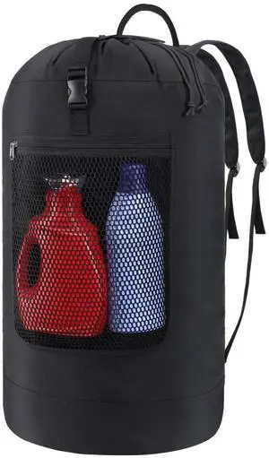 Laundry Backpack Bag for College - 75L Laundry Bag, Black Laundry Backpack Bag for College - 75L Laundry Bag, Black