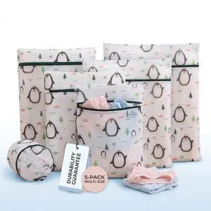 Mesh Laundry Bags for Delicates 5-Pack (Bra Bag + S/M/L/XL) | Durable Honeycomb Mesh, Protects Clothing in Washer & Dryer, Travel Organizer Ideal for Bras, Lingerie, Sweaters Mesh Laundry Bags for Delicates 5-Pack (Bra Bag + S/M/L/XL) | Durable Honeycomb Mesh, Protects Clothing in Washer & Dryer, Travel Organizer Ideal for Bras, Lingerie, Sweaters