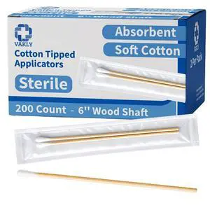 Sterile Cotton Tipped Applicators 6 in (200 Pack) Long Wooden Cotton Swab Sticks for Medical, First Aid, Cleaning, Crafts & Lab Use Sterile Cotton Tipped Applicators 6 in (200 Pack) Long Wooden Cotton Swab Sticks for Medical, First Aid, Cleaning, Crafts & Lab Use