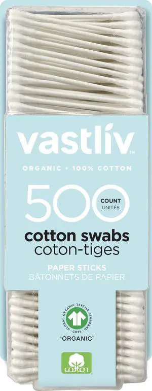 Organic Cotton Swabs, 500 Count - 100% Pure Natural Cotton, Chlorine-Free Hypoallergenic, Soft, Gentle & Absorbent Buds Organic Cotton Swabs, 500 Count - 100% Pure Natural Cotton, Chlorine-Free Hypoallergenic, Soft, Gentle & Absorbent Buds