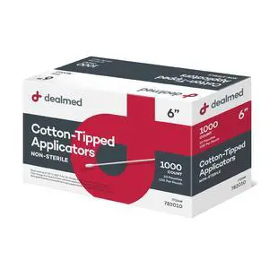 6" Cotton-Tipped Wood Applicators 1,000 Non-Sterile Cotton-Tipped Applicators, 100 Applicators Per Pouch, Ideal for Application of Medication, Cleaning Skin, Arts and Crafts and More 6" Cotton-Tipped Wood Applicators 1,000 Non-Sterile Cotton-Tipped Applicators, 100 Applicators Per Pouch, Ideal for Application of Medication, Cleaning Skin, Arts and Crafts and More