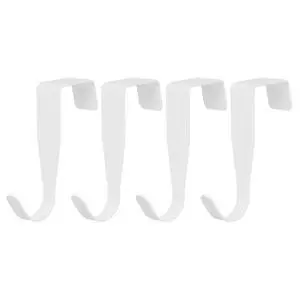Over The Door Hook, 4 Pack - Carbon Steel Cabinet Door Single Hooks, Metal Door Hanger for Home Kitchen Decoration (White) Over The Door Hook, 4 Pack - Carbon Steel Cabinet Door Single Hooks, Metal Door Hanger for Home Kitchen Decoration (White)