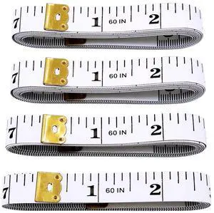 4 Pack Soft Tape Measure Double Scale 60-inch/150cm, Fabric Craft Tape Measure & Medical Body Measurement, Sewing Flexible Vinyl Ruler & Measuring Tape for Body Weight Loss (White) 4 Pack Soft Tape Measure Double Scale 60-inch/150cm, Fabric Craft Tape Measure & Medical Body Measurement, Sewing Flexible Vinyl Ruler & Measuring Tape for Body Weight Loss (White)