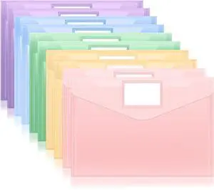10 Packs Plastic Envelopes Plastic File Folders, Clear Document Organizer Folder US Letter A4 Size Folders for Documents with Label Pocket for School Office Work Home Organization, Fresh Colors 10 Packs Plastic Envelopes Plastic File Folders, Clear Document Organizer Folder US Letter A4 Size Folders for Documents with Label Pocket for School Office Work Home Organization, Fresh Colors