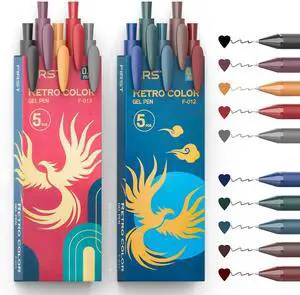 Retractable Colored Gel Pens 0.5MM Fine Point, 10 Vintage Assorted Color Ink Pen Set, Cute Colorful Aesthetic Ballpoint Pen for Writing, Journaling, Note-Taking (Vintage) Retractable Colored Gel Pens 0.5MM Fine Point, 10 Vintage Assorted Color Ink Pen Set, Cute Colorful Aesthetic Ballpoint Pen for Writing, Journaling, Note-Taking (Vintage)