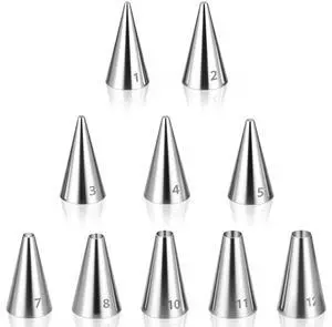 10 Pcs Round Piping Tips Set, Stainless Steel Icing Tips Cupcake Frosting Nozzles Small Cake Decorating Piping Tip Cake Writing Icing Tool Pastry Dispensers Supplies for Baking Cookies Puff Cream 10 Pcs Round Piping Tips Set, Stainless Steel Icing Tips Cupcake Frosting Nozzles Small Cake Decorating Piping Tip Cake Writing Icing Tool Pastry Dispensers Supplies for Baking Cookies Puff Cream