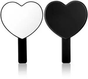 Heart Shaped Handheld Mirror, Drop-Resistant Small Heart Mirrors with Handle Portable Travel Cosmetic Lash Mirror Hand Mirror for Women Valentine's Day Birthday(Black) Heart Shaped Handheld Mirror, Drop-Resistant Small Heart Mirrors with Handle Portable Travel Cosmetic Lash Mirror Hand Mirror for Women Valentine's Day Birthday(Black)