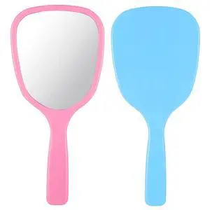 2Pcs Small Hand Held Mirror for Makeup Travel Cosmetic Portable Vanity Glass Plastic Oval Shape Compact Personal Glass with Handle Reflection for Women Men Home Camping Barber Salon School 2Pcs Small Hand Held Mirror for Makeup Travel Cosmetic Portable Vanity Glass Plastic Oval Shape Compact Personal Glass with Handle Reflection for Women Men Home Camping Barber Salon School