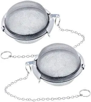 2 Premium Stainless Steel Tea Ball Strainer Infusers - 2.1" Size with Extra Fine Mesh - Steep Loose Leaf Tea, Herbal, Spices & Seasonings - Teapot, Tea & Coffee Cup Mug 2 Premium Stainless Steel Tea Ball Strainer Infusers - 2.1" Size with Extra Fine Mesh - Steep Loose Leaf Tea, Herbal, Spices & Seasonings - Teapot, Tea & Coffee Cup Mug