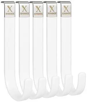 Over The Door Hooks, 5 Pack Heavy Duty Door Hanger Hooks, Carbon Steel Over Door Hook for Towels, Coats, Bags, Bathroom & Bedroom, No Drill Space Saving Door Hangers, White Over The Door Hooks, 5 Pack Heavy Duty Door Hanger Hooks, Carbon Steel Over Door Hook for Towels, Coats, Bags, Bathroom & Bedroom, No Drill Space Saving Door Hangers, White