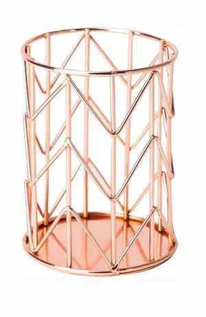 Pen Holder for Desk, Make Up Brush Holder Rose Gold Metal Wire Pencil Cup Holders Pen Holder for Desk, Make Up Brush Holder Rose Gold Metal Wire Pencil Cup Holders