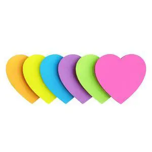 Heart Shape Sticky Notes 6 Color Bright Colorful Sticky Pad 75 Sheets/Pad Self-Sticky Note Pads Heart Shape Sticky Notes 6 Color Bright Colorful Sticky Pad 75 Sheets/Pad Self-Sticky Note Pads