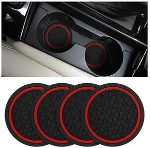 4PCS Car Cup Holder Coasters, 2.75 Inch Non-Slip Insert Water Bottle Holder Pads, Dustproof Automotive Interior Accessories Mat, Universal for Vehicles, Trucks, RVs and MoreBlack/Red 4PCS Car Cup Holder Coasters, 2.75 Inch Non-Slip Insert Water Bottle Holder Pads, Dustproof Automotive Interior Accessories Mat, Universal for Vehicles, Trucks, RVs and MoreBlack/Red
