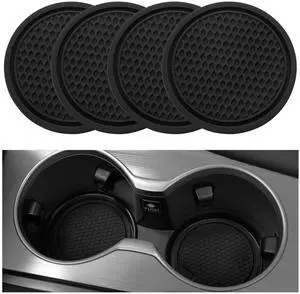 Car Cup Coaster, 4PCS Universal Non-Slip Cup Holders Embedded in Ornaments Coaster, Car Interior Accessories, Black Car Cup Coaster, 4PCS Universal Non-Slip Cup Holders Embedded in Ornaments Coaster, Car Interior Accessories, Black