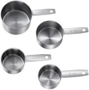 4 Pcs Stainless Steel Measuring Cup, 1, 1/2, 1/3, 1/4 Cup - 250, 125, 80, 60ml Metal Measuring Cups Scoop, Comfortable Hand Feeling Measurings Scoops for Coffee Cooking Baking Kitchen, Dishwasher Safe 4 Pcs Stainless Steel Measuring Cup, 1, 1/2, 1/3, 1/4 Cup - 250, 125, 80, 60ml Metal Measuring Cups Scoop, Comfortable Hand Feeling Measurings Scoops for Coffee Cooking Baking Kitchen, Dishwasher Safe