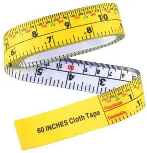 Cloth Tape Measure, All Purpose 60 Inch Double Sided Fractional Inch and Decimal Engineer Scale Tape Measure 5ft 60in 152cm (White and Yellow) Cloth Tape Measure, All Purpose 60 Inch Double Sided Fractional Inch and Decimal Engineer Scale Tape Measure 5ft 60in 152cm (White and Yellow)
