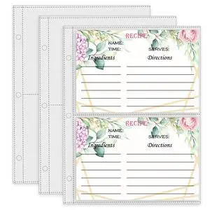 Recipe Card Page Protectors, Mini Recipe Card Sleeves for 8.5 x 9.5 3-Ring Binder, 2 Pockets Per Page, Recipe Binder Refill Pages (50 PCS, 4x6 Inch Pockets) Recipe Card Page Protectors, Mini Recipe Card Sleeves for 8.5 x 9.5 3-Ring Binder, 2 Pockets Per Page, Recipe Binder Refill Pages (50 PCS, 4x6 Inch Pockets)