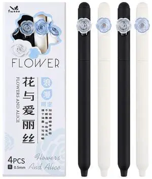Creative cute Pens, flowers pens, Gel Ink Pens, Quick Dry Black Ink, 0.5mm Fine Point, Aesthetic pens for Journaling Note Taking, Cute Office School Supplies,Pack of 4pcs(Style3) Creative cute Pens, flowers pens, Gel Ink Pens, Quick Dry Black Ink, 0.5mm Fine Point, Aesthetic pens for Journaling Note Taking, Cute Office School Supplies,Pack of 4pcs(Style3)