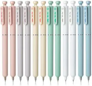 Retractable Gel Pens, 12 Pack, Black Ink, Soft Pastel Barrel Retractable Gel Pens, 12 Pack, Black Ink, Soft Pastel Barrel