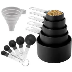 Measuring Cups and Spoons Set of Huygens Kitchen Gadgets 10 Pieces, Stackable Stainless Steel Handle Measuring Cups for Measuring Dry and Liquid Ingredient (Black) Measuring Cups and Spoons Set of Huygens Kitchen Gadgets 10 Pieces, Stackable Stainless Steel Handle Measuring Cups for Measuring Dry and Liquid Ingredient (Black)