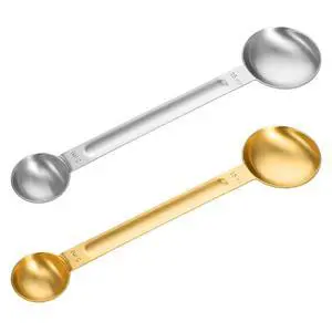 2Pcs Double Sided Tablespoon Measuring Spoons, Measuring Spoon Stainless Steel Coffee Scoop Long-Handle 1 Tsp (5ml) & 1 Tbsp (15ml) Dual Measure for Coffee Milk Cooking Baking, Gold & Silver 2Pcs Double Sided Tablespoon Measuring Spoons, Measuring Spoon Stainless Steel Coffee Scoop Long-Handle 1 Tsp (5ml) & 1 Tbsp (15ml) Dual Measure for Coffee Milk Cooking Baking, Gold & Silver