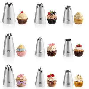 9PCS Large Piping Tips Set, Stainless Steel Cake Decorating Tips, Pastry Cake Decorating Tips Baking Tools for Baking Cupcakes, Cake Decorating 9PCS Large Piping Tips Set, Stainless Steel Cake Decorating Tips, Pastry Cake Decorating Tips Baking Tools for Baking Cupcakes, Cake Decorating