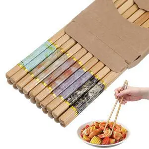 10 Pairs Bamboo Chopsticks, Reusable Chinese Chopsticks, Wooden Chopstick, Dishwasher Safe and Non Slip Chopstick, Chinese Style Chop Stick Set for Noodles, Hot Pot, Dumplings, Sushi, Ramen (9.45Inch) 10 Pairs Bamboo Chopsticks, Reusable Chinese Chopsticks, Wooden Chopstick, Dishwasher Safe and Non Slip Chopstick, Chinese Style Chop Stick Set for Noodles, Hot Pot, Dumplings, Sushi, Ramen (9.45Inch)