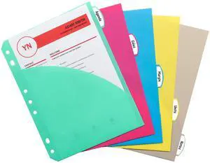 Mini Size 5-Tab Poly Index Dividers with Pockets, for 5.5 x 8.5, 6 x 9 and 8.5 x 11 Binders, Assorted Colors, One 5-Tab Set (03750) Mini Size 5-Tab Poly Index Dividers with Pockets, for 5.5 x 8.5, 6 x 9 and 8.5 x 11 Binders, Assorted Colors, One 5-Tab Set (03750)