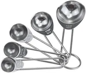 Measuring Spoons, Stainless Steel 5-Piece Measuring Spoon Cups Set- 1/8 tsp, 1/4 tsp, 1/2 tsp, 1 tsp & 1 tbsp for Measuring Dry and Liquid Ingredients Measuring Spoons, Stainless Steel 5-Piece Measuring Spoon Cups Set- 1/8 tsp, 1/4 tsp, 1/2 tsp, 1 tsp & 1 tbsp for Measuring Dry and Liquid Ingredients