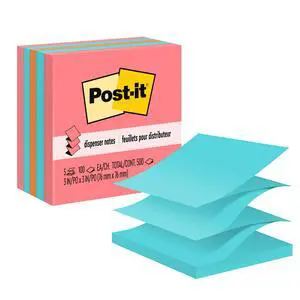 Pop-up Notes, 3 x 3 in, Assorted Brights, 5 Pads, 100 Sheets/Pad Pop-up Notes, 3 x 3 in, Assorted Brights, 5 Pads, 100 Sheets/Pad