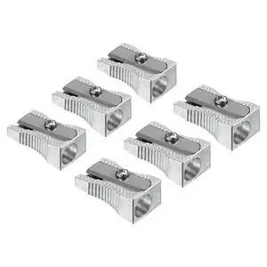 Metal Pencil Sharpeners, 6 Pack Aluminum Alloy Mini Manual Pencil Sharpener with Single Hole for Office Classroom Art Painting, Silver Metal Pencil Sharpeners, 6 Pack Aluminum Alloy Mini Manual Pencil Sharpener with Single Hole for Office Classroom Art Painting, Silver