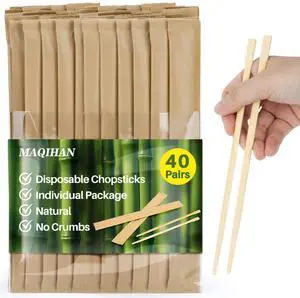 40 Pairs Wooden Chopsticks Disposable - Bamboo Chopsticks Chinese Food Japanese Sushi Korea Ramen Asian Cooking Hibachi Party Paper Packaging Individually Packaged Restaurant Business 40 Pairs Wooden Chopsticks Disposable - Bamboo Chopsticks Chinese Food Japanese Sushi Korea Ramen Asian Cooking Hibachi Party Paper Packaging Individually Packaged Restaurant Business