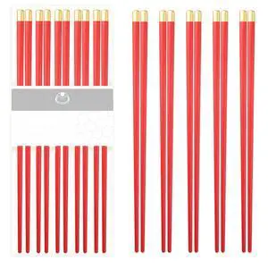 5 Pairs Red Fiberglass Chopsticks, Non-Slip Reusable, Dishwasher Safe 5 Pairs Red Fiberglass Chopsticks, Non-Slip Reusable, Dishwasher Safe