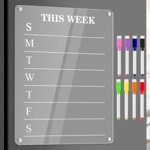 Magnetic Calendar for Fridge Dry Erase Board Calendars Weekly Planner Whiteboard for Refrigerator Magnetic WhiteBoard with 8 Colors Markers 12'' x 8'' Magnetic Calendar for Fridge Dry Erase Board Calendars Weekly Planner Whiteboard for Refrigerator Magnetic WhiteBoard with 8 Colors Markers 12'' x 8''
