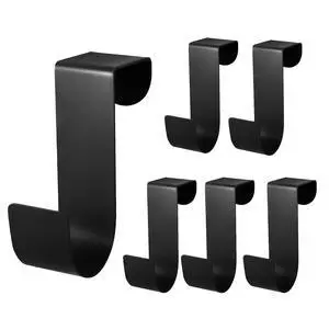 6 Pcs Over The Cabinet Door Hooks, Black Stainless Steel Hanger Hook Organizer Holder Back Door Hanger Single Hanging Hooks for Over The Door, Kitchen, Christmas, Wreath, Clothes 6 Pcs Over The Cabinet Door Hooks, Black Stainless Steel Hanger Hook Organizer Holder Back Door Hanger Single Hanging Hooks for Over The Door, Kitchen, Christmas, Wreath, Clothes