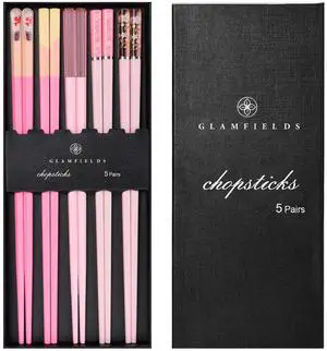 Chopsticks Reusable Dishwasher Safe, GLAMFIELDS 5 Pairs 9.5 Inches Premium Chop Sticks Set for Sushi, Ramen, Asian Cuisine, Matte Non-slip with Gift Case, Pink Chopsticks Reusable Dishwasher Safe, GLAMFIELDS 5 Pairs 9.5 Inches Premium Chop Sticks Set for Sushi, Ramen, Asian Cuisine, Matte Non-slip with Gift Case, Pink