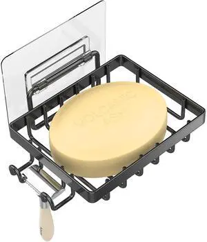 Black Soap Dish, Soap Bar Holder for Shower, No Drilling Bathroom Accessories, Wall Mounted Soap Holder with Hooks, Shower Rack Tray Bar for Suitable for Bathroom, Kitchen Sink Black Soap Dish, Soap Bar Holder for Shower, No Drilling Bathroom Accessories, Wall Mounted Soap Holder with Hooks, Shower Rack Tray Bar for Suitable for Bathroom, Kitchen Sink