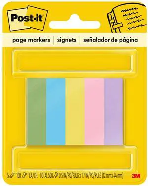 Page Markers, 1/2-inch x 1-3/4 Inch, Ideal for Temporary Marking and Noting In Books, Assorted Ultra Colors, 500 per Pack Page Markers, 1/2-inch x 1-3/4 Inch, Ideal for Temporary Marking and Noting In Books, Assorted Ultra Colors, 500 per Pack
