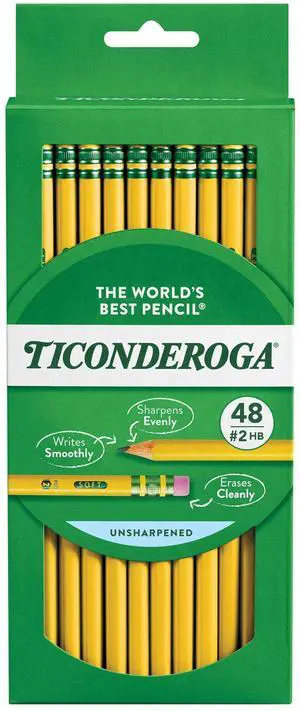Wood-Cased Pencils, Unsharpened, 2 HB Soft, Yellow, 48 Count Wood-Cased Pencils, Unsharpened, 2 HB Soft, Yellow, 48 Count