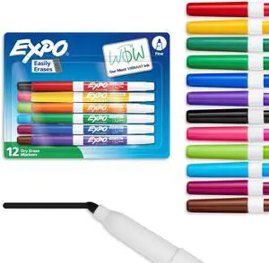 Dry Erase Markers, Low Odor Ink, Assorted Colors, Fine Tip, 12 Count - Back to School, Teacher, Classroom, Office Supplies Dry Erase Markers, Low Odor Ink, Assorted Colors, Fine Tip, 12 Count - Back to School, Teacher, Classroom, Office Supplies