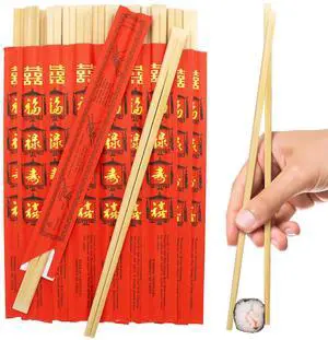 9 inch 50 pcs Red Paper Wrapped with FU-LU-SHOU-XI Disposable Bamboo Chopsticks Perfect for Wedding, Private & Public Dining and Etc (50) 9 inch 50 pcs Red Paper Wrapped with FU-LU-SHOU-XI Disposable Bamboo Chopsticks Perfect for Wedding, Private & Public Dining and Etc (50)