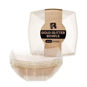 6 Pack Gold Glitter Plastic Serving Bowls -16 Oz Gold Plastic bowls 16 Oz - Disposable Serving Bowls Heavy Duty For Weddings Catering And Birthday parties 6 Pack Gold Glitter Plastic Serving Bowls -16 Oz Gold Plastic bowls 16 Oz - Disposable Serving Bowls Heavy Duty For Weddings Catering And Birthday parties