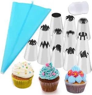 12PCS Large Piping Tips Set with Pastry Bag, Cake Decorating Tips for Cookie Cupcake Cake 12PCS Large Piping Tips Set with Pastry Bag, Cake Decorating Tips for Cookie Cupcake Cake