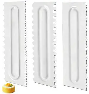 3 Pcs Cake Scraper Smoother 9 Inch Plastic Cream Decorating Comb Sided Patterned Edge Stripe DIY Tools for Icing Mousse Butter Frosting Baking Projects White 3 Pcs Cake Scraper Smoother 9 Inch Plastic Cream Decorating Comb Sided Patterned Edge Stripe DIY Tools for Icing Mousse Butter Frosting Baking Projects White