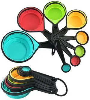 8pcs Collapsible Silicone Measuring Cups and Spoons Set Adjustable Measuring Cup Camper Kitchen Accessories Measure Cups and Spoons Set, 1/4-1, vion1 8pcs Collapsible Silicone Measuring Cups and Spoons Set Adjustable Measuring Cup Camper Kitchen Accessories Measure Cups and Spoons Set, 1/4-1, vion1