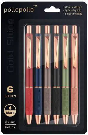 Gel Pens,0.7mm Quick Dry Black Ink Fine Point Smooth Writing Pens,6-Pack Cute Office&School Accessories,Rose Gold Shine Pens for Woman Gifts Gel Pens,0.7mm Quick Dry Black Ink Fine Point Smooth Writing Pens,6-Pack Cute Office&School Accessories,Rose Gold Shine Pens for Woman Gifts