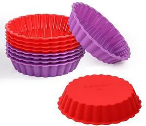 Silicone Quiche Pan, Mini Pie Pan Non-stick Round Silicone Tart and Pie Molds 10 Packs Silicone Quiche Pan, Mini Pie Pan Non-stick Round Silicone Tart and Pie Molds 10 Packs