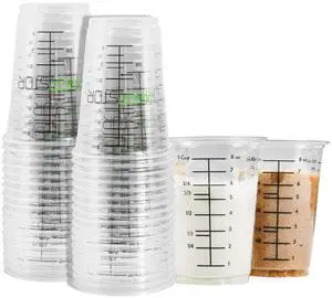 Disposable Measuring Cups for Resin - Pack of 20 8oz Clear Plastic Measuring Cup for Epoxy Resin, Stain, Paint Mixing - Half Pint Reusable Multipurpose Mixing Cups for Cooking and Baking Disposable Measuring Cups for Resin - Pack of 20 8oz Clear Plastic Measuring Cup for Epoxy Resin, Stain, Paint Mixing - Half Pint Reusable Multipurpose Mixing Cups for Cooking and Baking